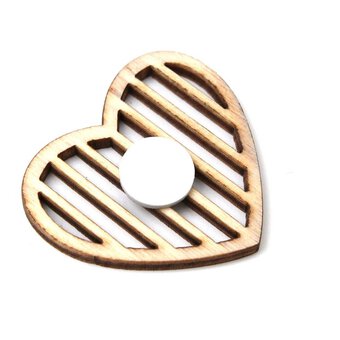 Striped Heart Wooden Toppers 6 Pack