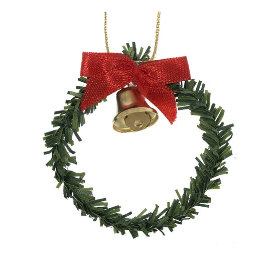Doll&rsquo;s House Christmas Wreath with Bow and Bell  image number 1
