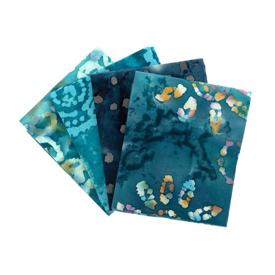 Blue Batik Cotton Fat Quarters 4 Pack image number 1