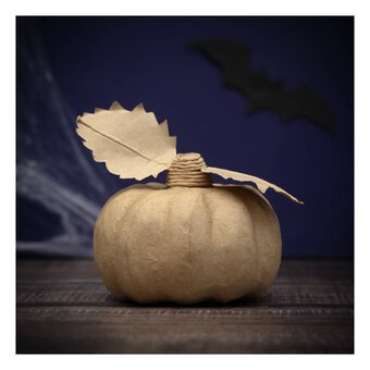 Mache Pumpkin with Leaves 13cm