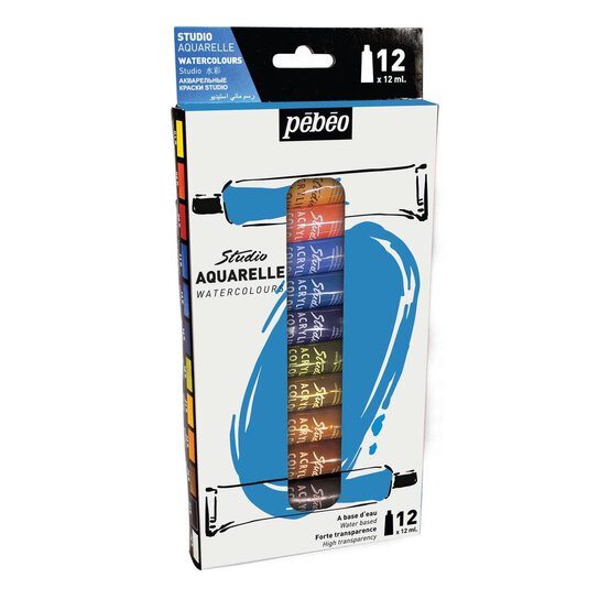 Pebeo Studio Aquarelle Watercolours 12ml 12 Pack image number 1
