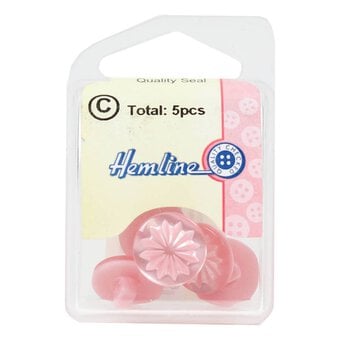 Hemline Pink Basic Cut Flower Button 5 Pack