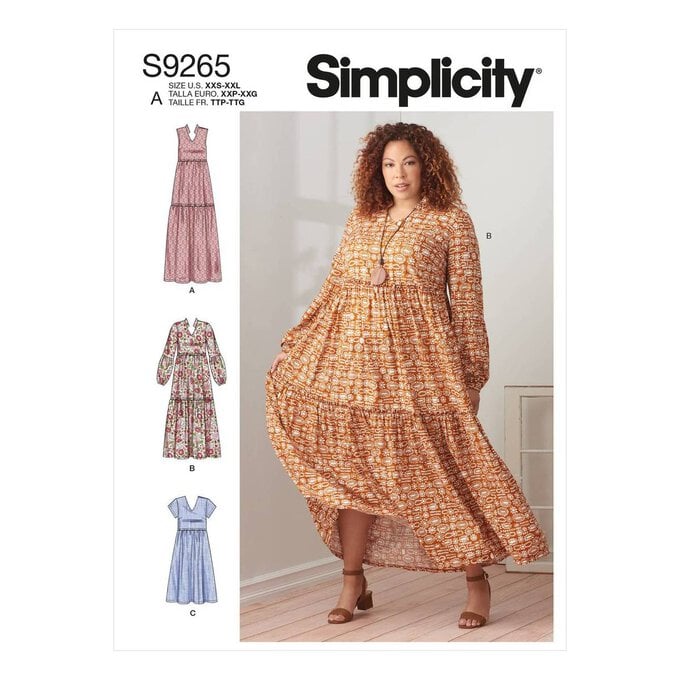 Simplicity Tiered Dress Sewing Pattern S9265 (XXS-XXL) image number 1