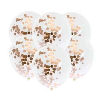 Rose Gold Confetti Balloons 6 Pack