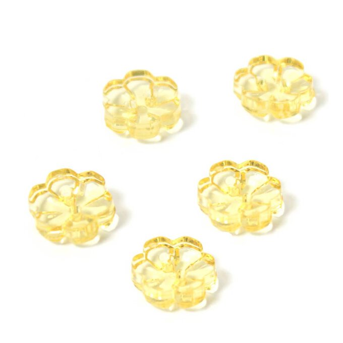 Hemline Yellow Novelty Flower Button 5 Pack image number 1