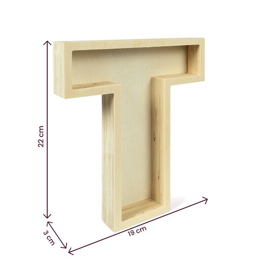 Wooden Fillable Letter T 22cm image number 4