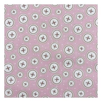 Toybox Treasures Pink Buttons Cotton Fabric by the Metre