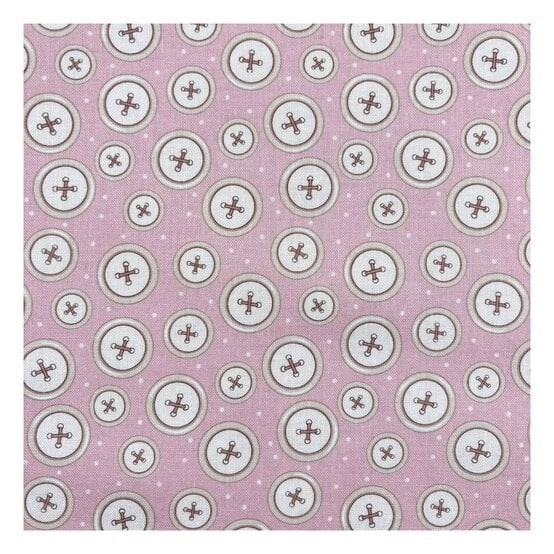 Toybox Treasures Pink Buttons Cotton Fabric by the Metre image number 2