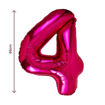 Extra Large Pink Foil Number 4 Balloon