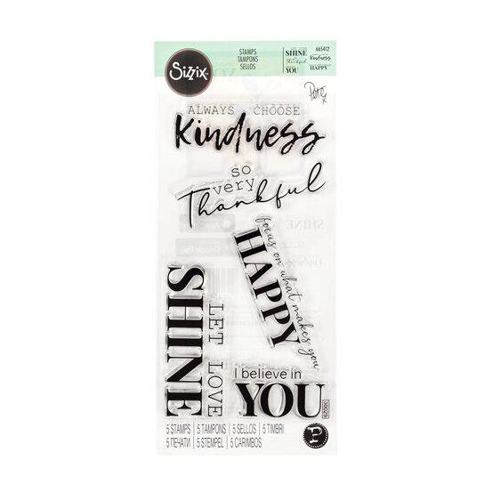 Sizzix Sunny Sentiments 10 Stamp Set 5 Pieces image number 1