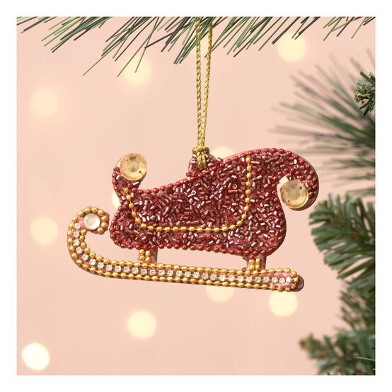 Hanging Beaded Sleigh Decoration 9cm image number 1