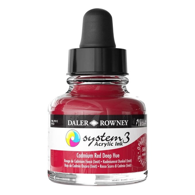 Daler-Rowney System3 Cadmium Red Deep Hue Acrylic Ink 29.5ml image number 1