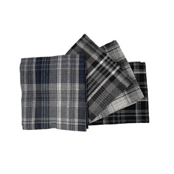 Grey Brushed Check Fat Quarters 4 Pack