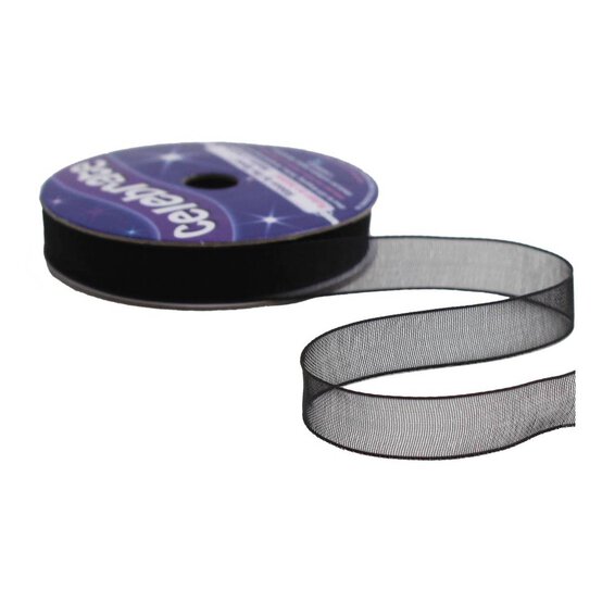 Black Organdie Ribbon 9mm x 8m image number 2