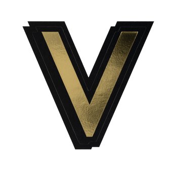 Black and Gold Vinyl Letter V Sticker 5cm