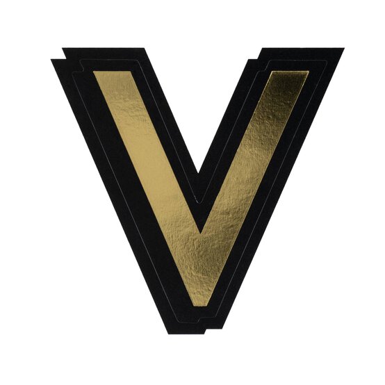 Black and Gold Vinyl Letter V Sticker 5cm image number 1