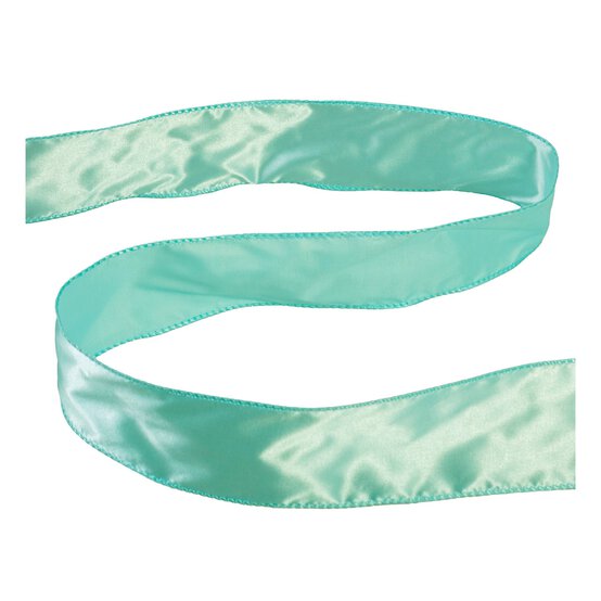Aqua Wire Edge Satin Ribbon 63mm x 3m image number 1
