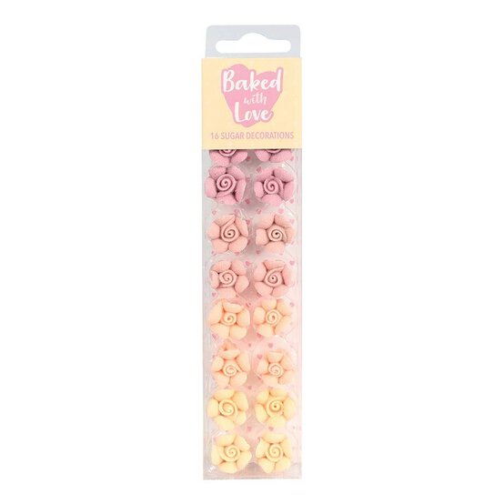 Baked With Love Pink Ombre Flower Sugar Toppers 16 Pack image number 1