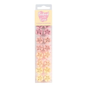 Baked With Love Pink Ombre Flower Sugar Toppers 16 Pack