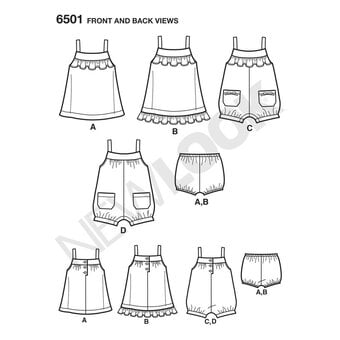 New Look Babies' Dress and Romper Sewing Pattern 6501