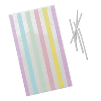 Ginger Ray Pastel Multi Stripe Lollipop Bags and Ties 25 Pack
