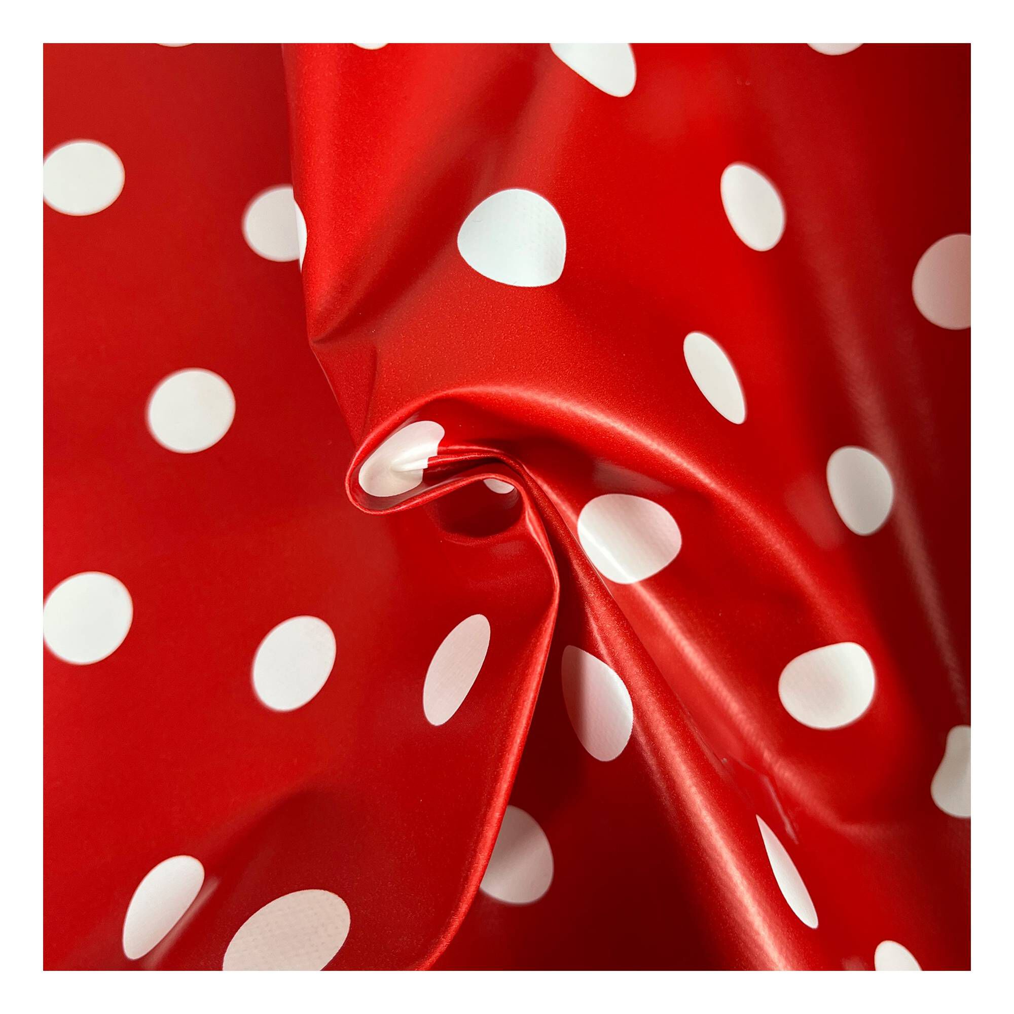 White on Red Printed Spot PVC Fabric by the Metre | Hobbycraft