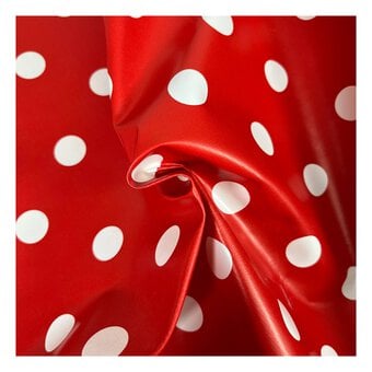 White on Red Printed Spot PVC Fabric by the Metre