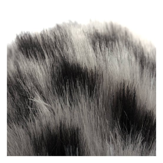 Grey Leopard Faux Fur Pom Pom 11cm image number 3