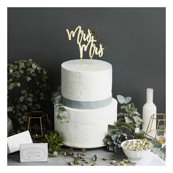 Mrs and Mrs Gold Acrylic Cake Topper