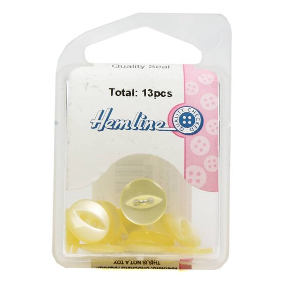 Hemline Yellow Basic Fish Eye Button 13 Pack image number 2