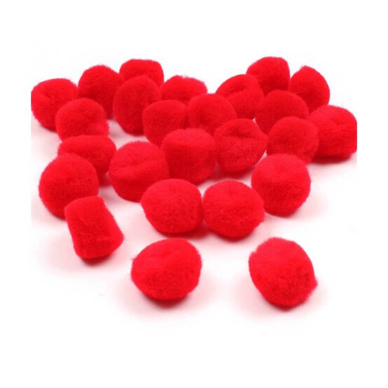 Bright Red Pom Poms 2cm 25 Pack image number 1