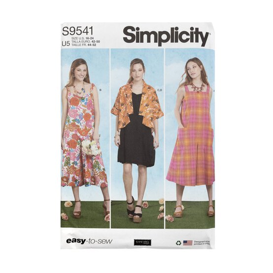 Simplicity Women's Jumpsuit, Dress and Jacket Sewing Pattern S9541 (U5 16-24) image number 2