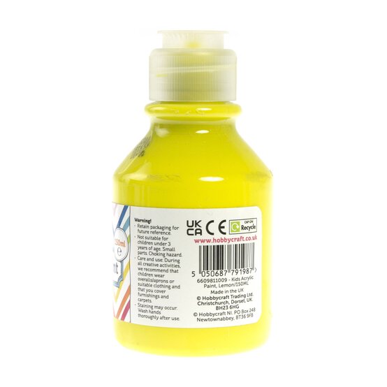 Kids’ Lemon Acrylic Paint 150ml image number 3