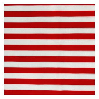 Red and White Stripe Polycotton Fabric by the Metre image number 2
