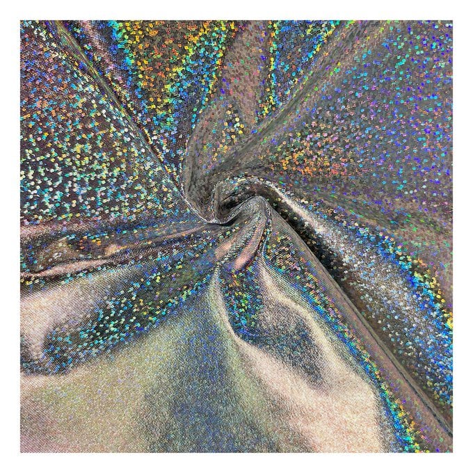 Silver Hologram Foil Fabric by the Metre image number 1