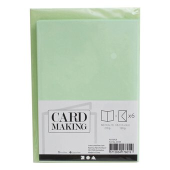 Light Green Cards and Envelopes A6 6 Pack