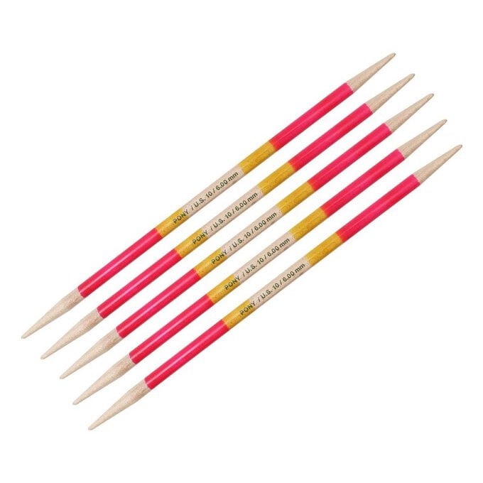 Pony Flair Double Ended Knitting Needles 20cm 6mm 5 Pack image number 1