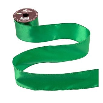 Bright Green Wire Edge Satin Ribbon 63mm x 3m image number 2