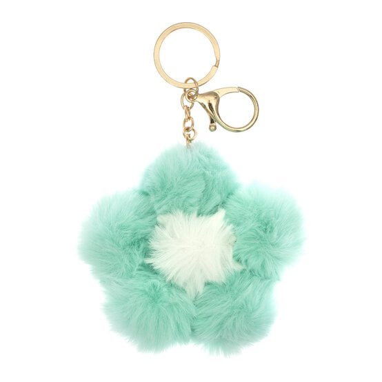 Green Pom Pom Flower Keyring image number 1