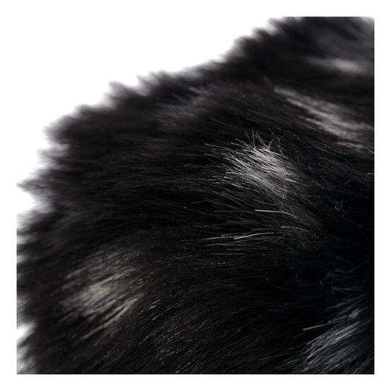 Black Faux Fur Pom Pom 11cm image number 3