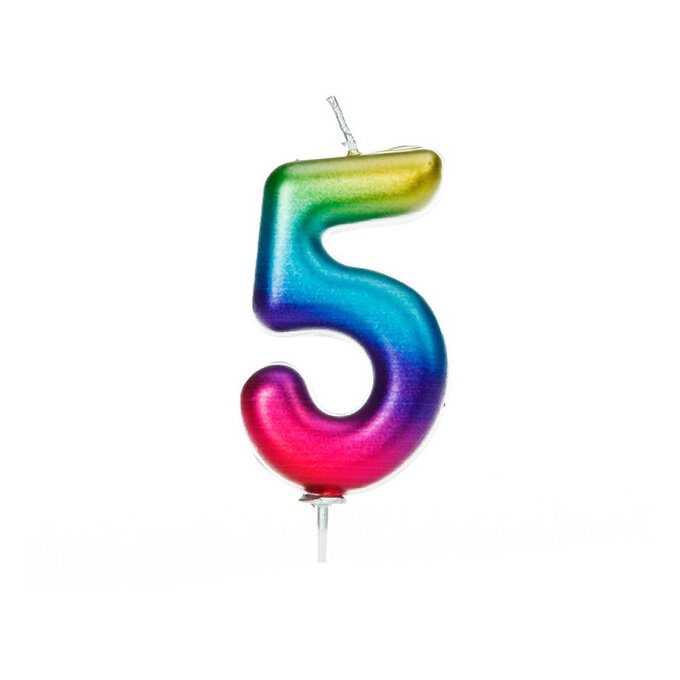Metallic Rainbow Number 5 Candle 7cm image number 1