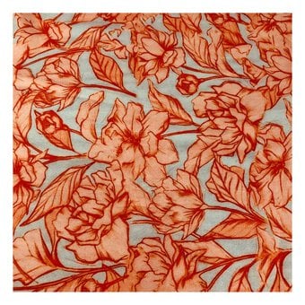 Orange Shadow Flowers Cotton Poplin Fabric by the Metre