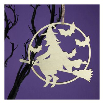 Hanging Witch Wooden Decoration 14.5cm