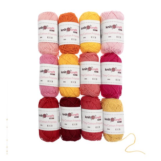 Knitcraft Warm Tone Tiny Cotton Friends Yarn 25g 12 Pack image number 1