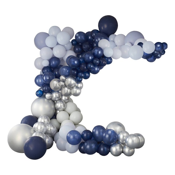 Ginger Ray Luxe Silver, Navy and Blue Balloon Arch Kit Hobbycraft