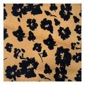 Beige and Black Two-Tone Floral Brushed Print Fabric by the Metre