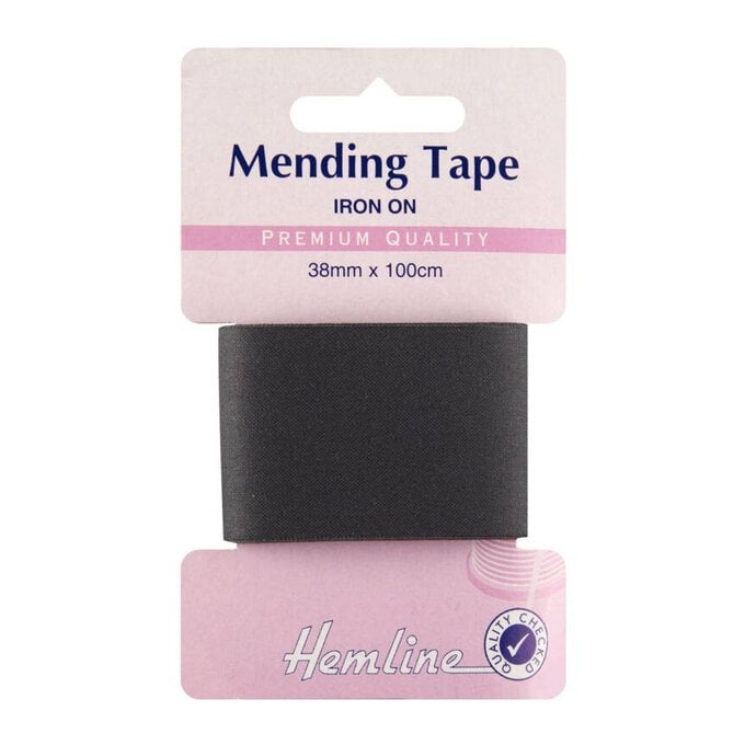 Hemline Black Iron-On Mending Tape 38mm x 100cm image number 1