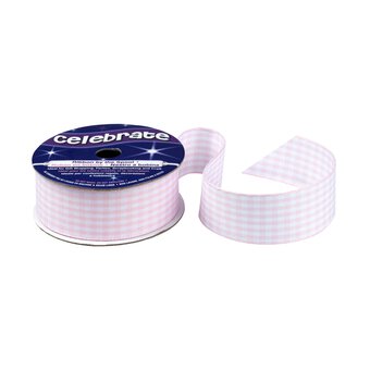 Light Pink Gingham Ribbon 20mm x 4m