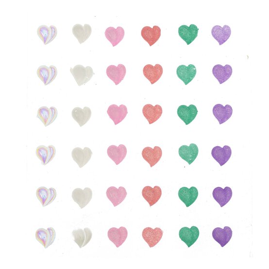 Multicolour Heart Gem Stickers 8mm 36 Pack image number 1