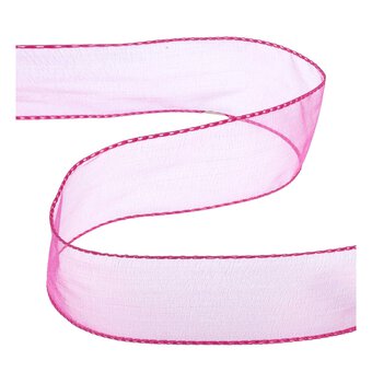 Hot Pink Wire Edge Organza Ribbon 63mm x 3m